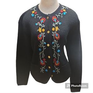 Tally Ho vintage hand embroidered cardigan
